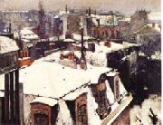 Gustave Caillebotte Rooftops in the Snow painting